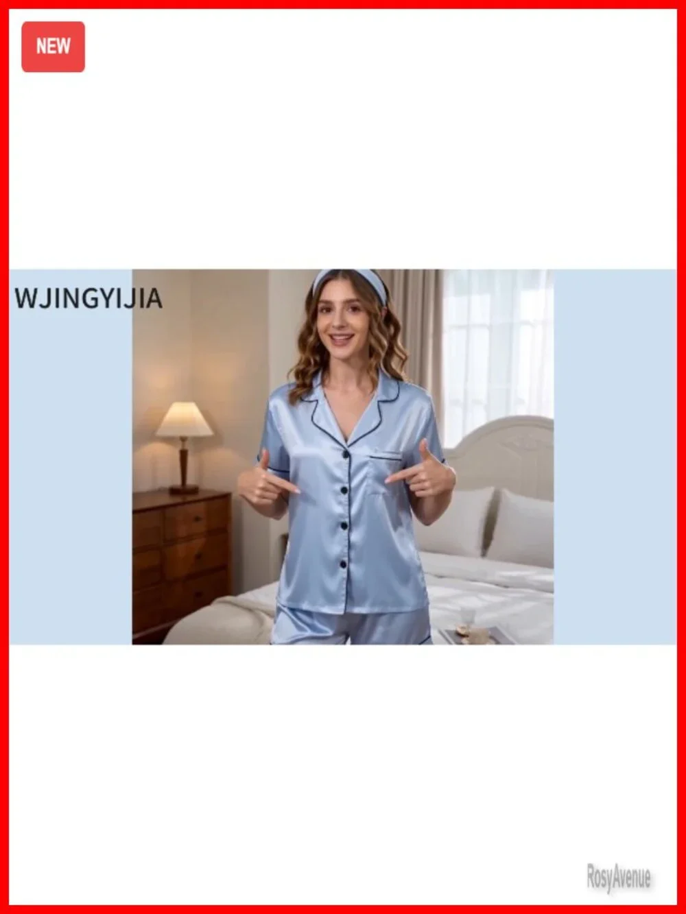 Women's Satin Pajama Set Short Sleeve Button Front Shirt & Shorts with Headband